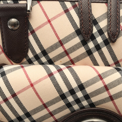 ノバチェック ハンドバッグ キャンバス レザー ライトベージュ ダークブラウン マルチカラー バーバリー バッグ BURBERRY