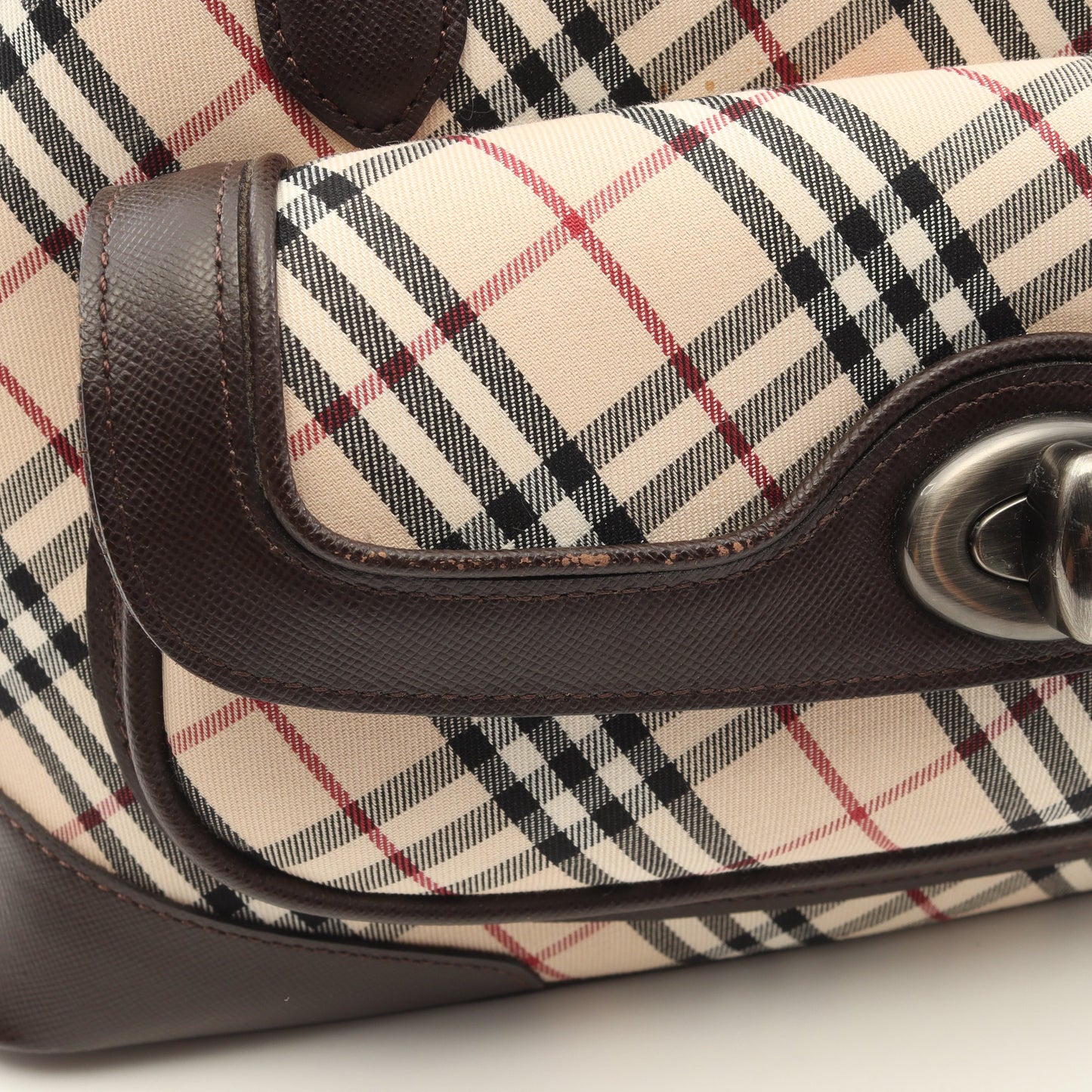 ノバチェック ハンドバッグ キャンバス レザー ライトベージュ ダークブラウン マルチカラー バーバリー バッグ BURBERRY