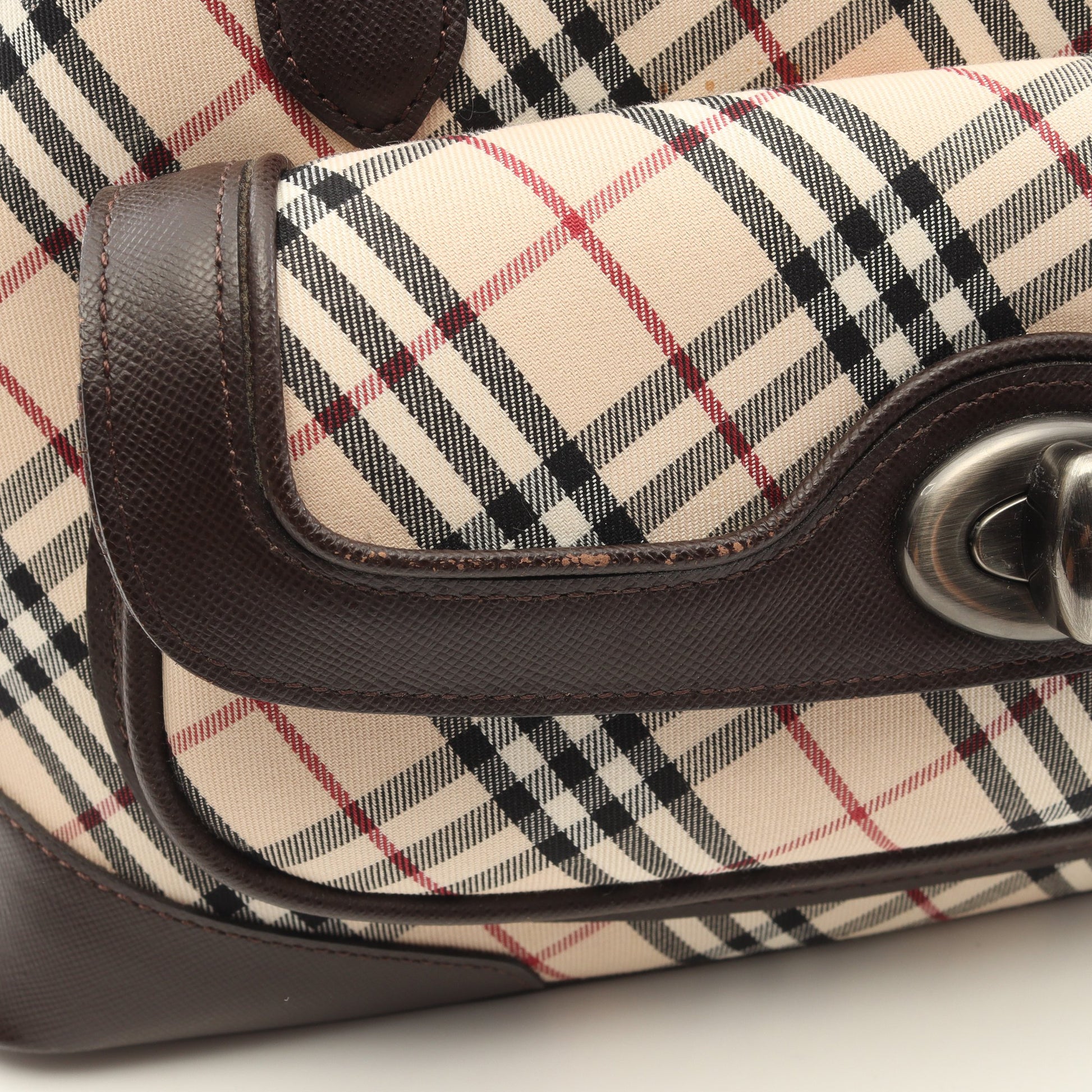 ノバチェック ハンドバッグ キャンバス レザー ライトベージュ ダークブラウン マルチカラー バーバリー バッグ BURBERRY