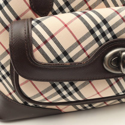 ノバチェック ハンドバッグ キャンバス レザー ライトベージュ ダークブラウン マルチカラー バーバリー バッグ BURBERRY