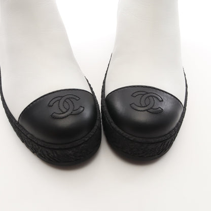 ココマーク サイドゴアブーツ レザー ホワイト ブラック シャネル シューズ CHANEL
