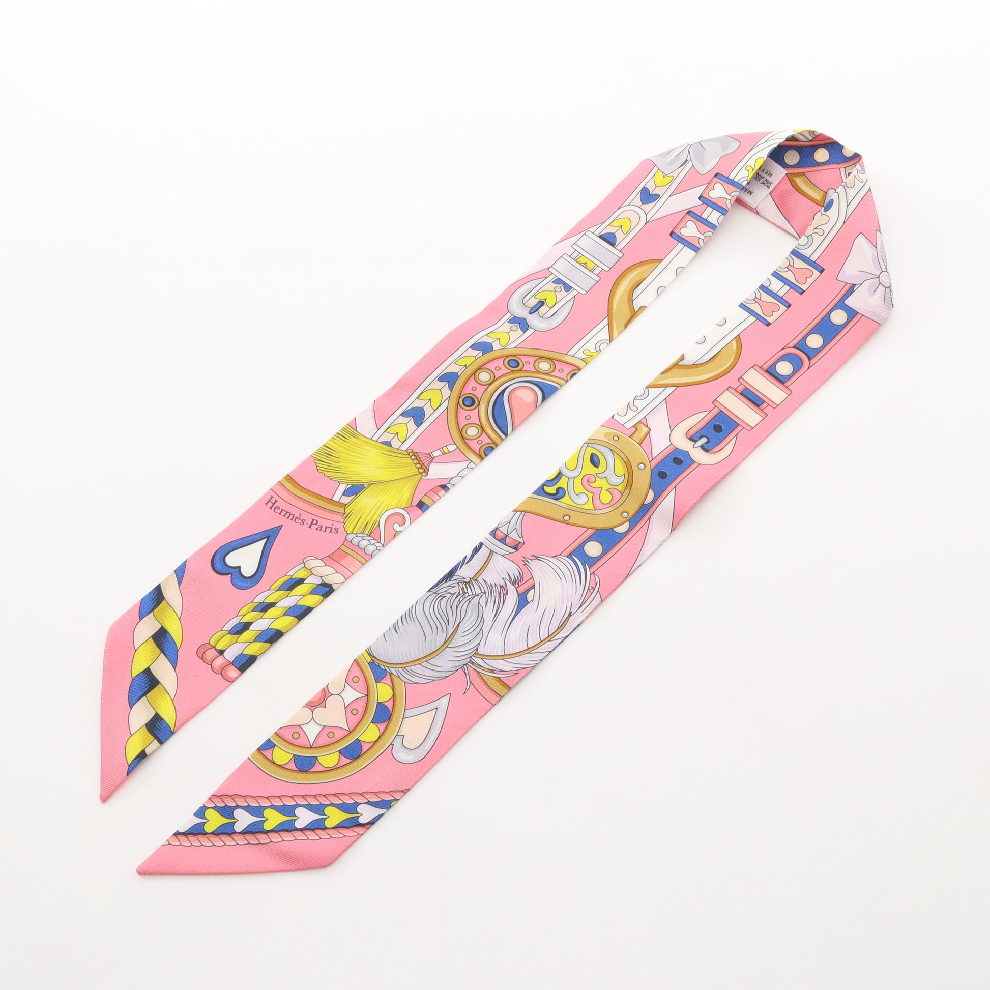 ツイリー HARNAIS DE COEUR リボン スカーフ シルク ピンク マルチカラー エルメス 財布・小物 HERMES