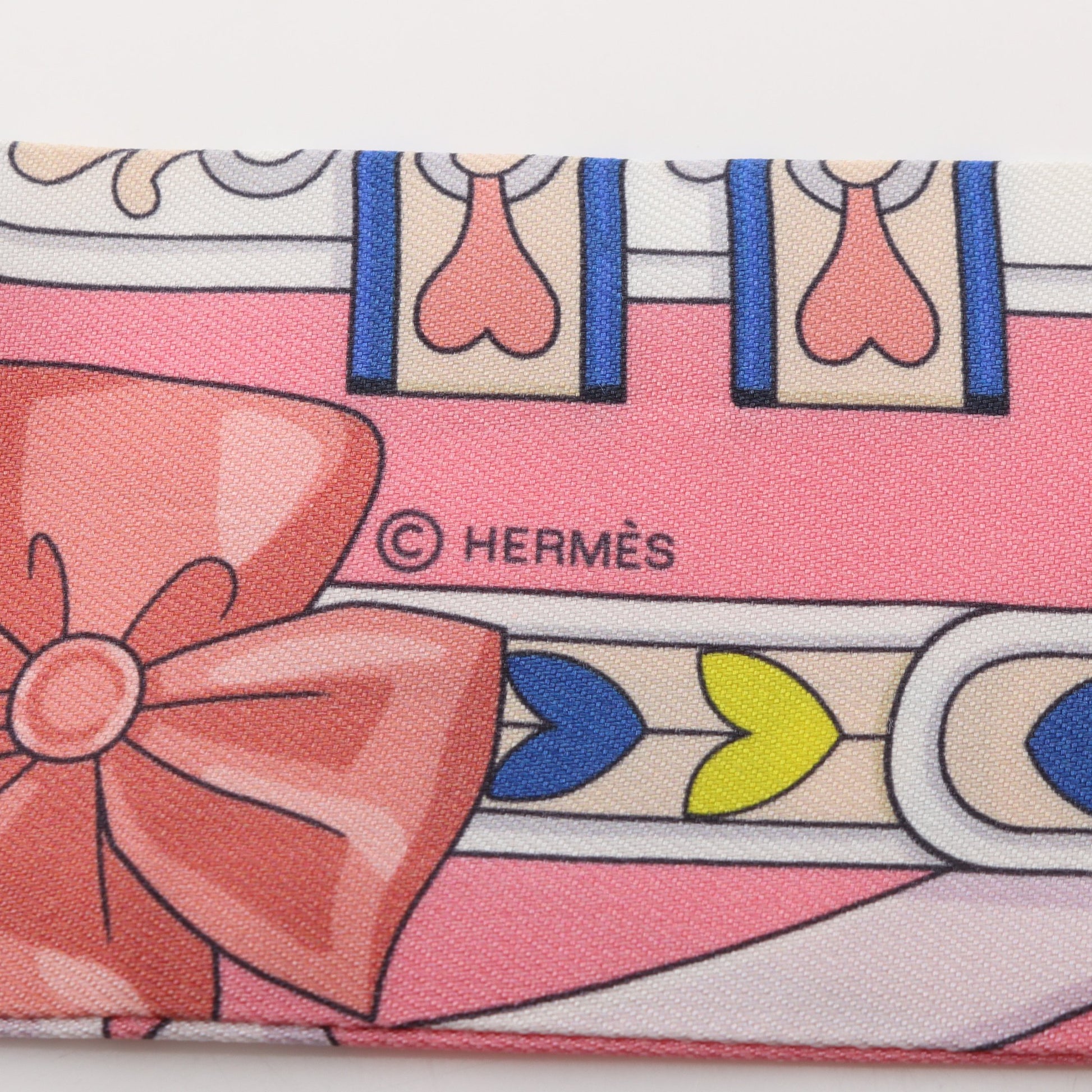 ツイリー HARNAIS DE COEUR リボン スカーフ シルク ピンク マルチカラー エルメス 財布・小物 HERMES