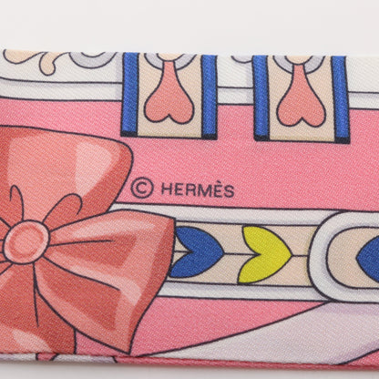 ツイリー HARNAIS DE COEUR リボン スカーフ シルク ピンク マルチカラー エルメス 財布・小物 HERMES
