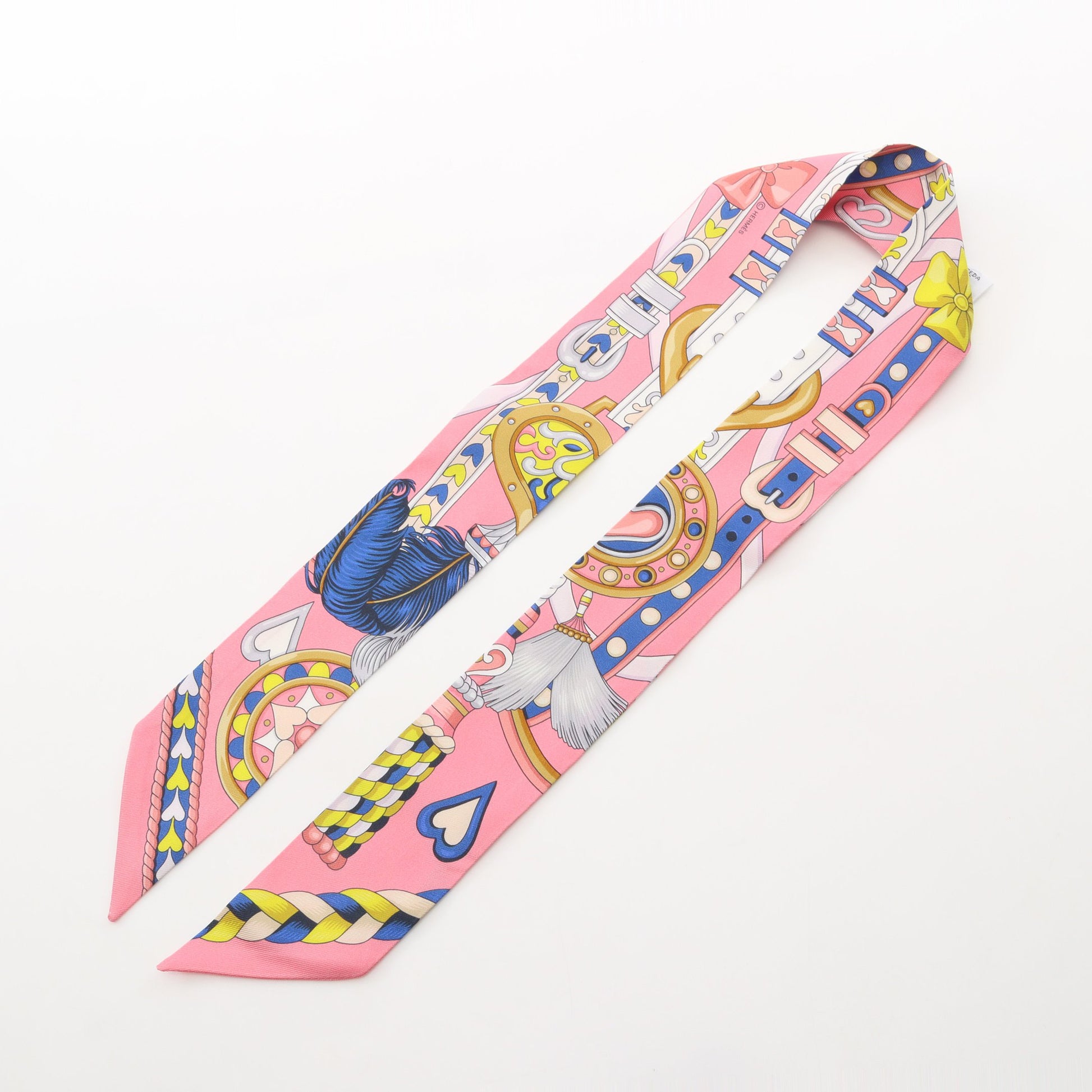 ツイリー HARNAIS DE COEUR リボン スカーフ シルク ピンク マルチカラー エルメス 財布・小物 HERMES