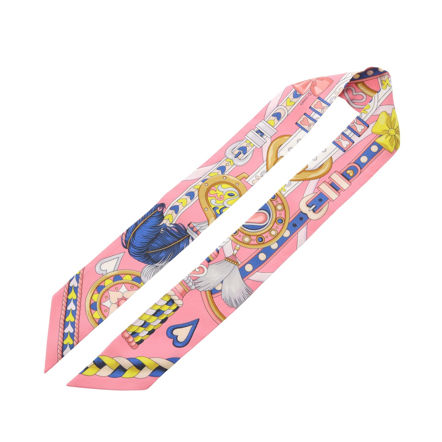 ツイリー HARNAIS DE COEUR リボン スカーフ シルク ピンク マルチカラー エルメス 財布・小物 HERMES