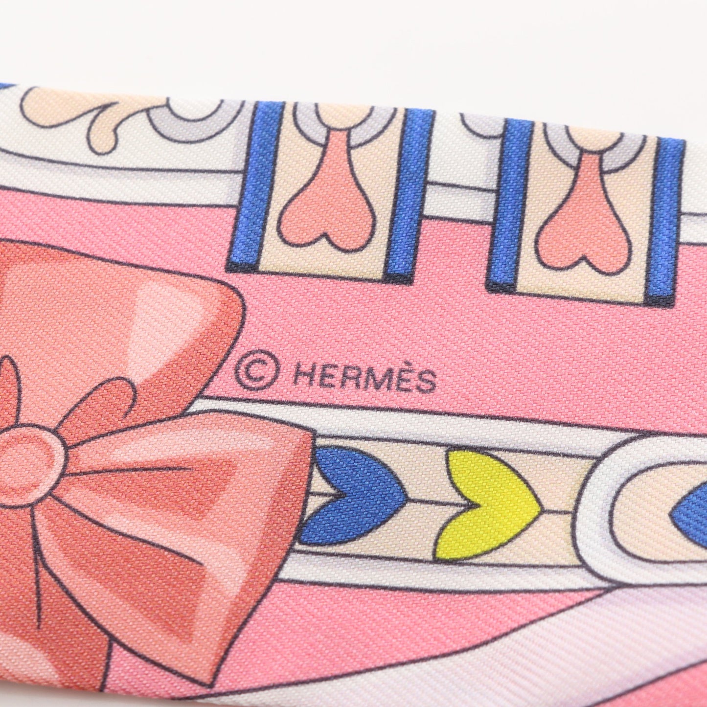 ツイリー HARNAIS DE COEUR リボン スカーフ シルク ピンク マルチカラー エルメス 財布・小物 HERMES