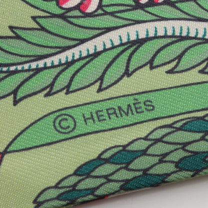 ツイリー EXPOSITION UNIVERSELLE リボン スカーフ シルク グリーン ピンク エルメス 財布・小物 HERMES