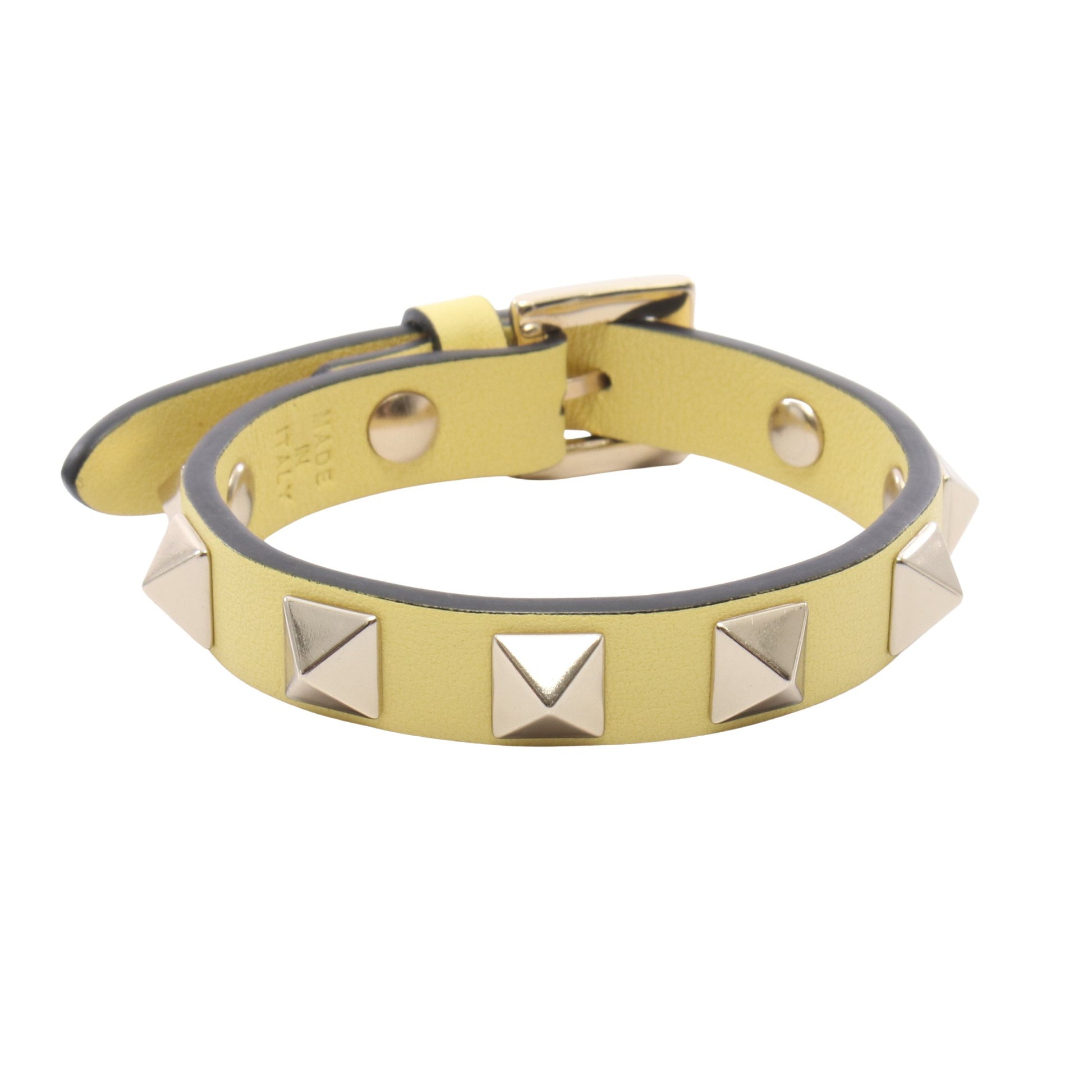 ロックスタッズ ブレスレット レザー イエロー シルバー ヴァレンティノガラヴァーニ アクセサリー VALENTINO GARAVANI