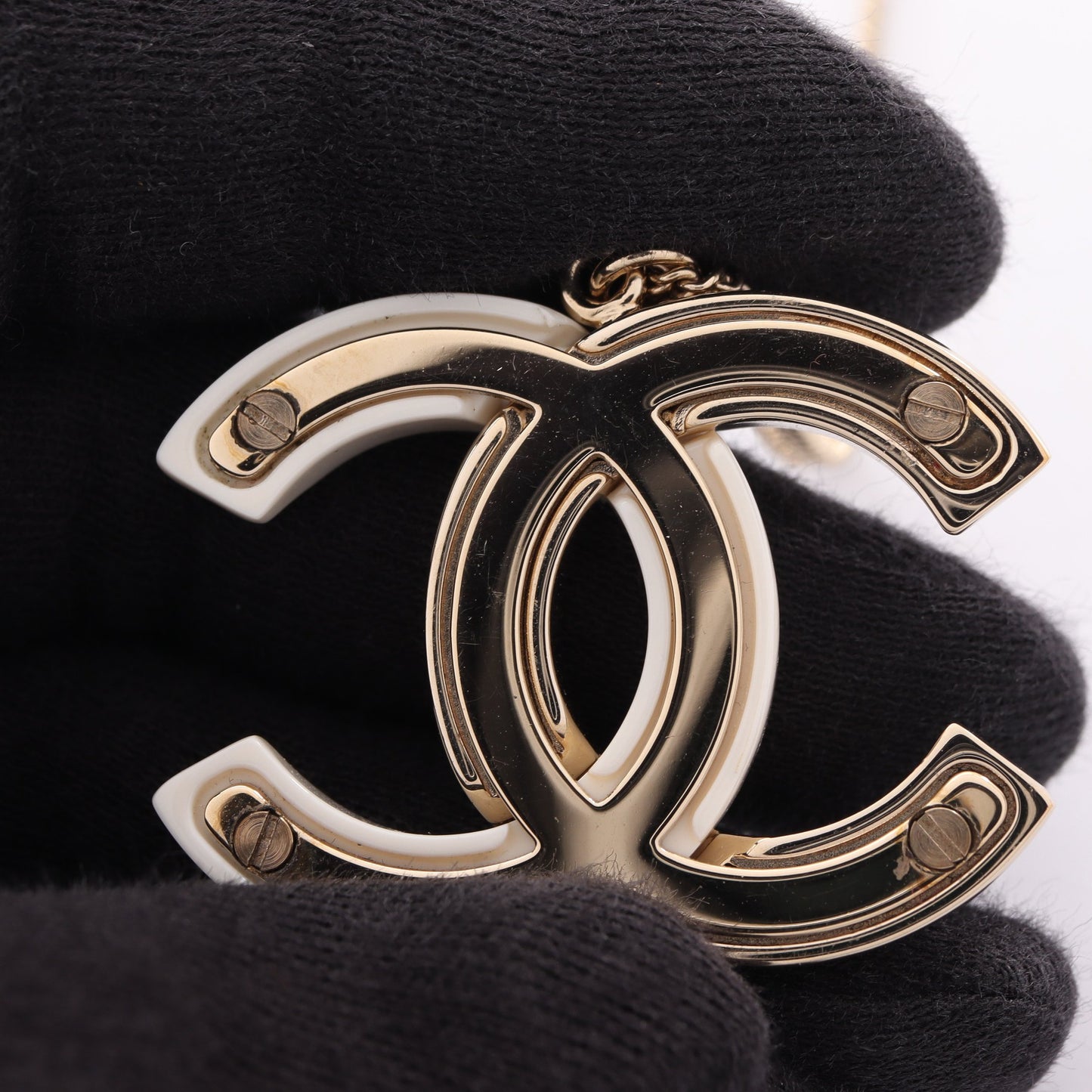 ココマーク ネックレス GP フェイクパール ゴールド ホワイト クリア B18B シャネル アクセサリー CHANEL