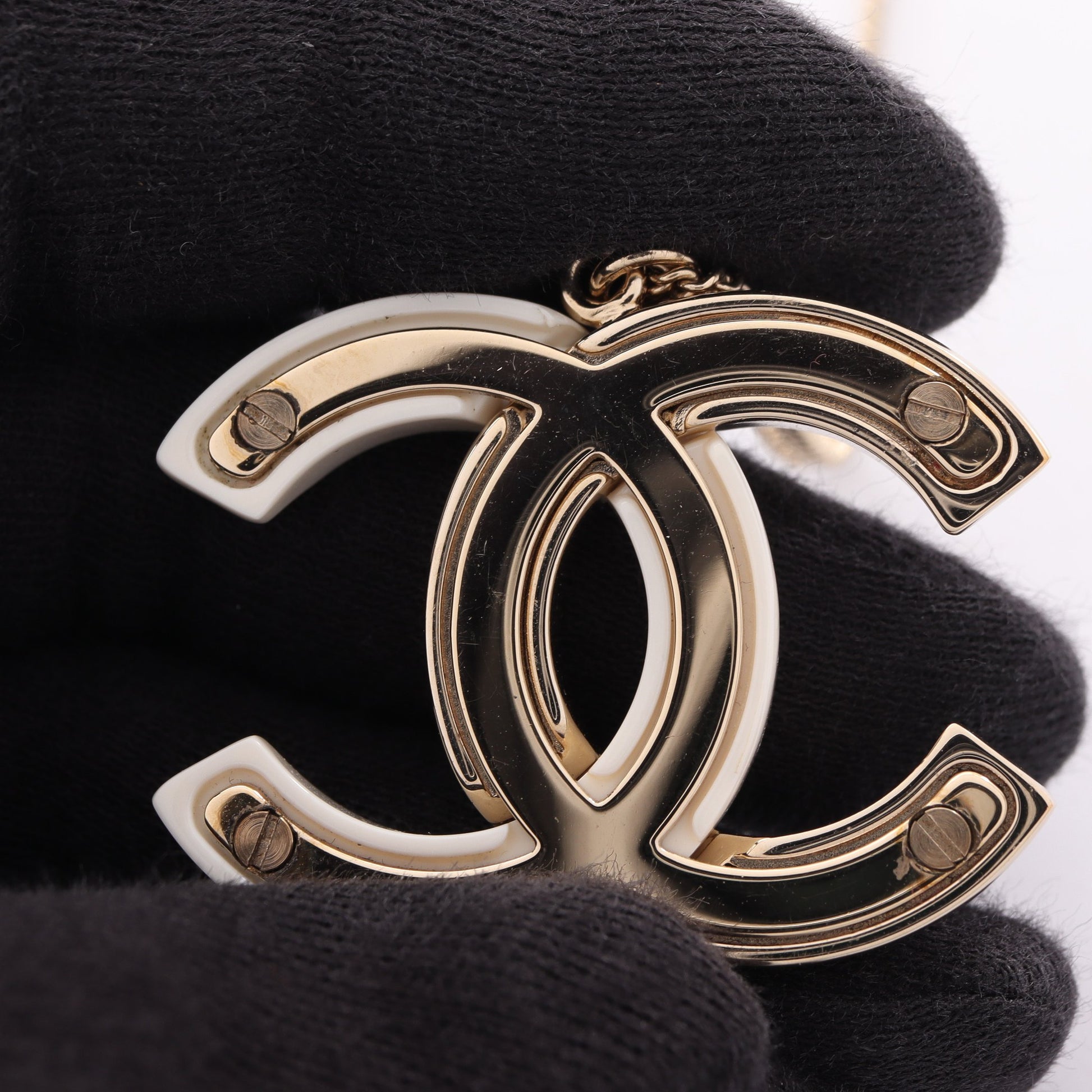 ココマーク ネックレス GP フェイクパール ゴールド ホワイト クリア B18B シャネル アクセサリー CHANEL