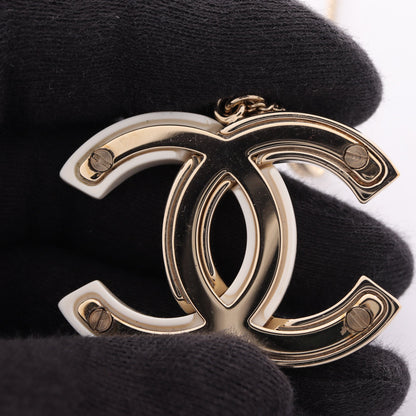 ココマーク ネックレス GP フェイクパール ゴールド ホワイト クリア B18B シャネル アクセサリー CHANEL