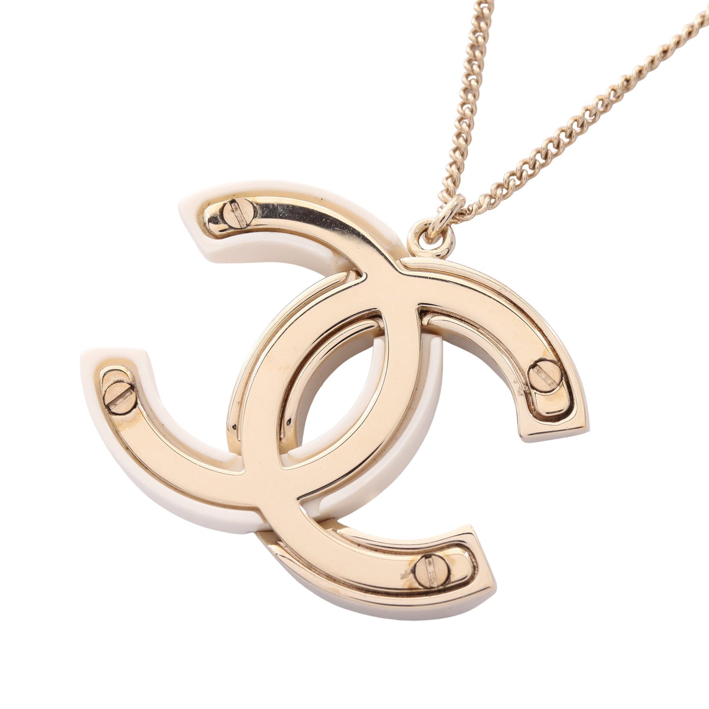 ココマーク ネックレス GP フェイクパール ゴールド ホワイト クリア B18B シャネル アクセサリー CHANEL