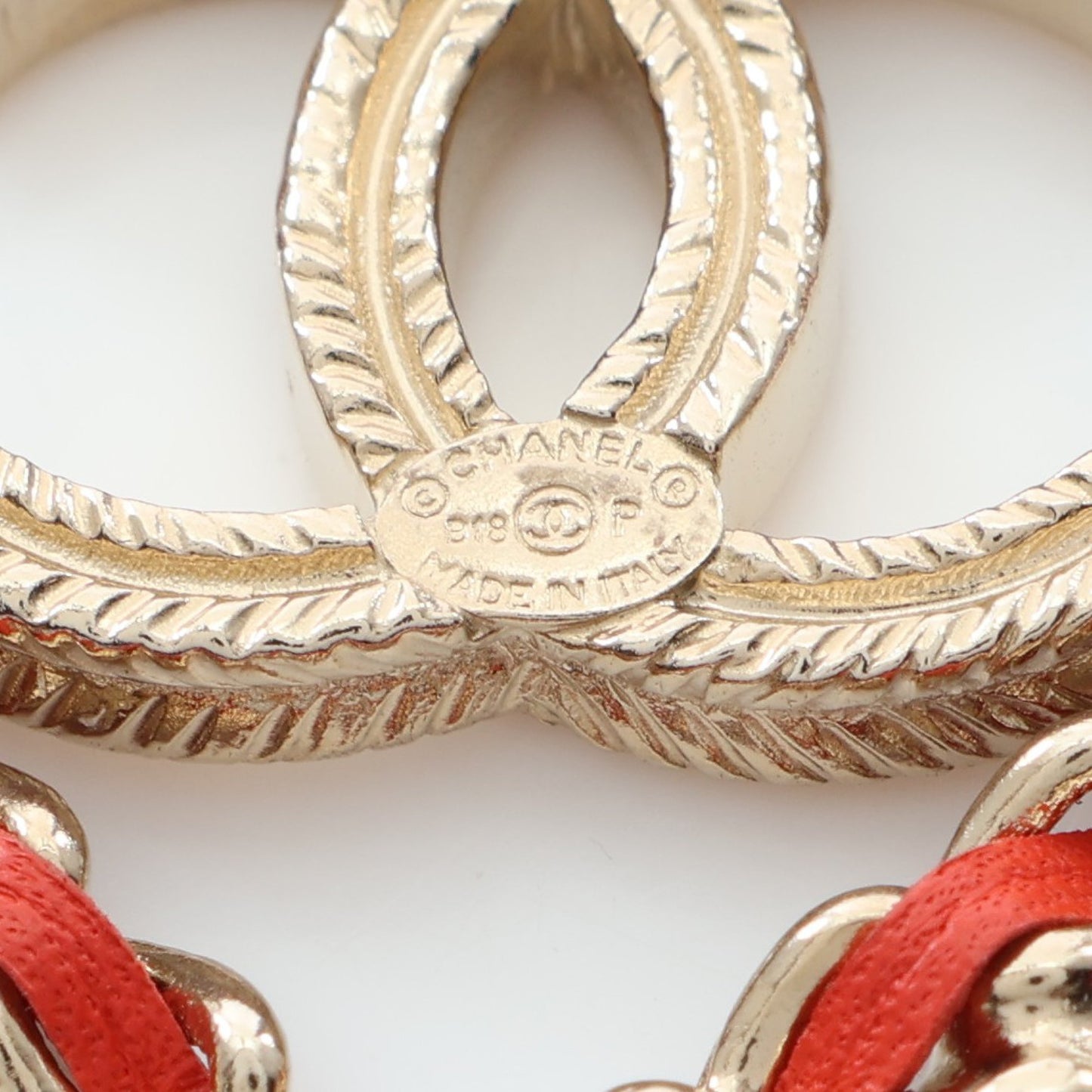 ココマーク ハート ブローチ GP レザー ゴールド ピンク レッド B18P シャネル アクセサリー CHANEL