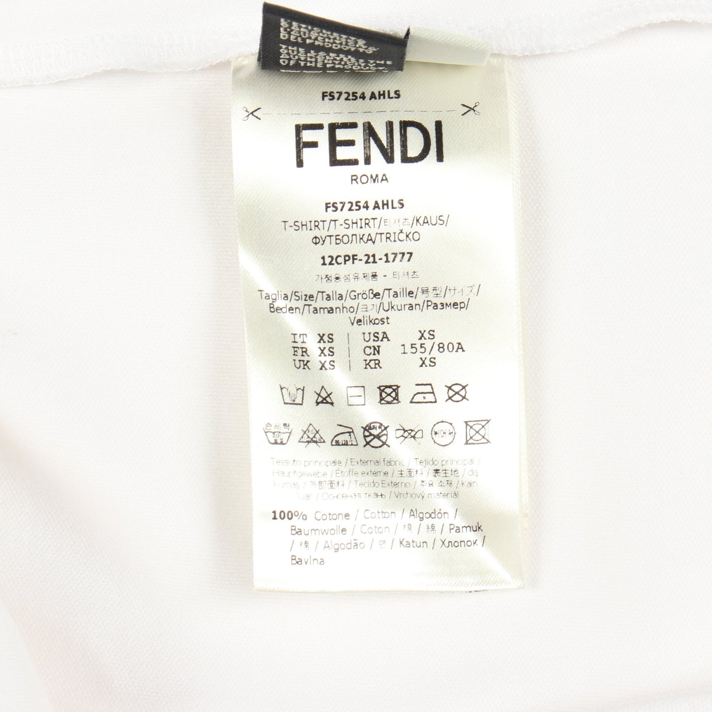 エンボスロゴ クルーネック 半袖Tシャツ コットン ホワイト フェンディ トップス FENDI
