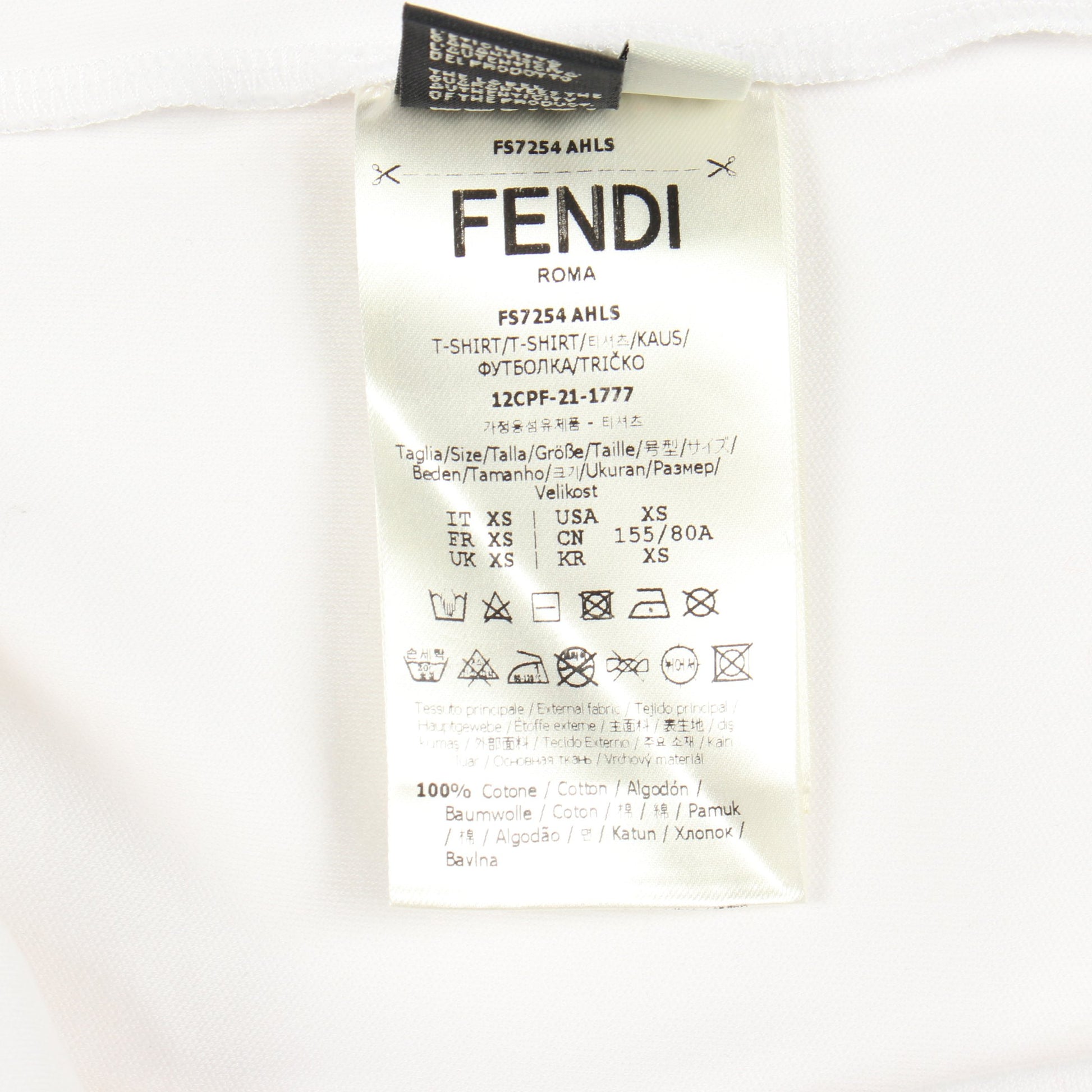 エンボスロゴ クルーネック 半袖Tシャツ コットン ホワイト フェンディ トップス FENDI
