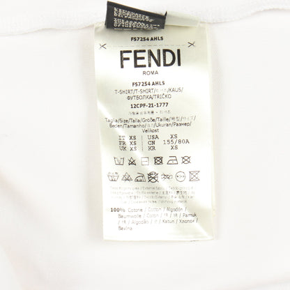 エンボスロゴ クルーネック 半袖Tシャツ コットン ホワイト フェンディ トップス FENDI