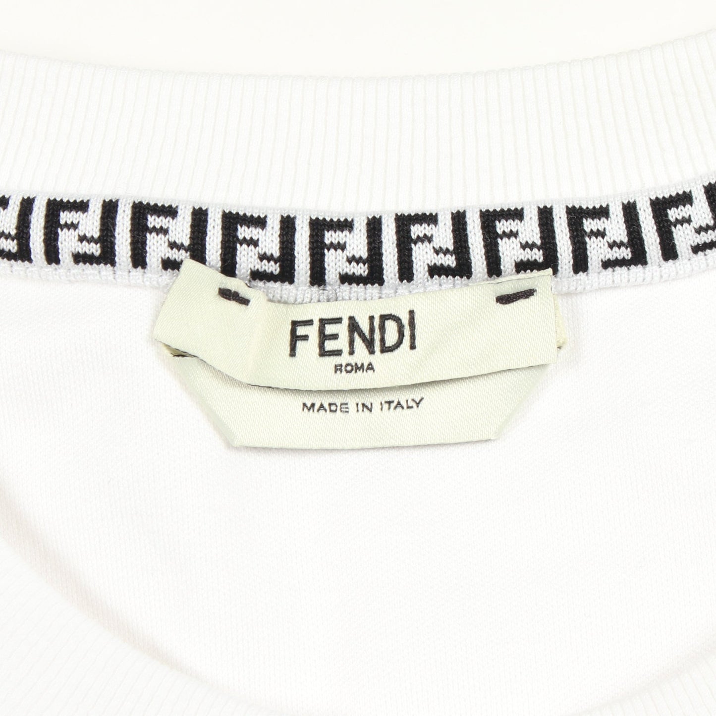 エンボスロゴ クルーネック 半袖Tシャツ コットン ホワイト フェンディ トップス FENDI