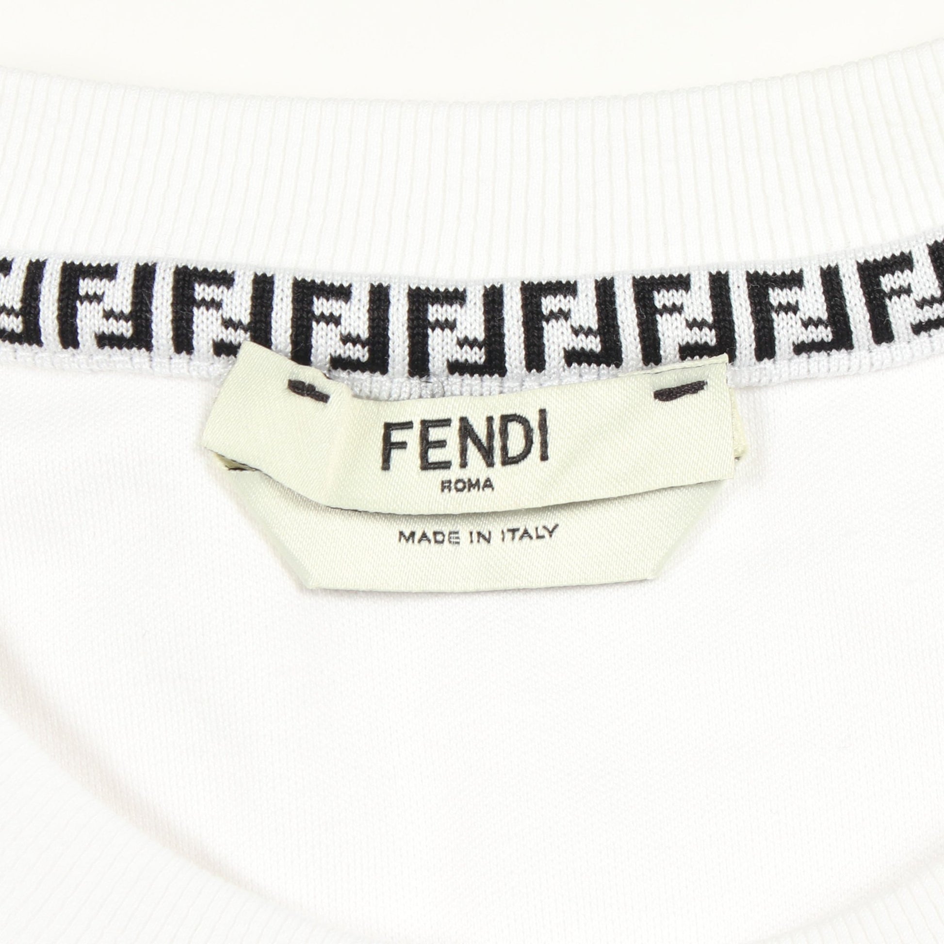 エンボスロゴ クルーネック 半袖Tシャツ コットン ホワイト フェンディ トップス FENDI