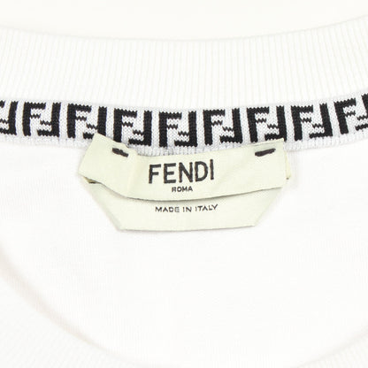 エンボスロゴ クルーネック 半袖Tシャツ コットン ホワイト フェンディ トップス FENDI