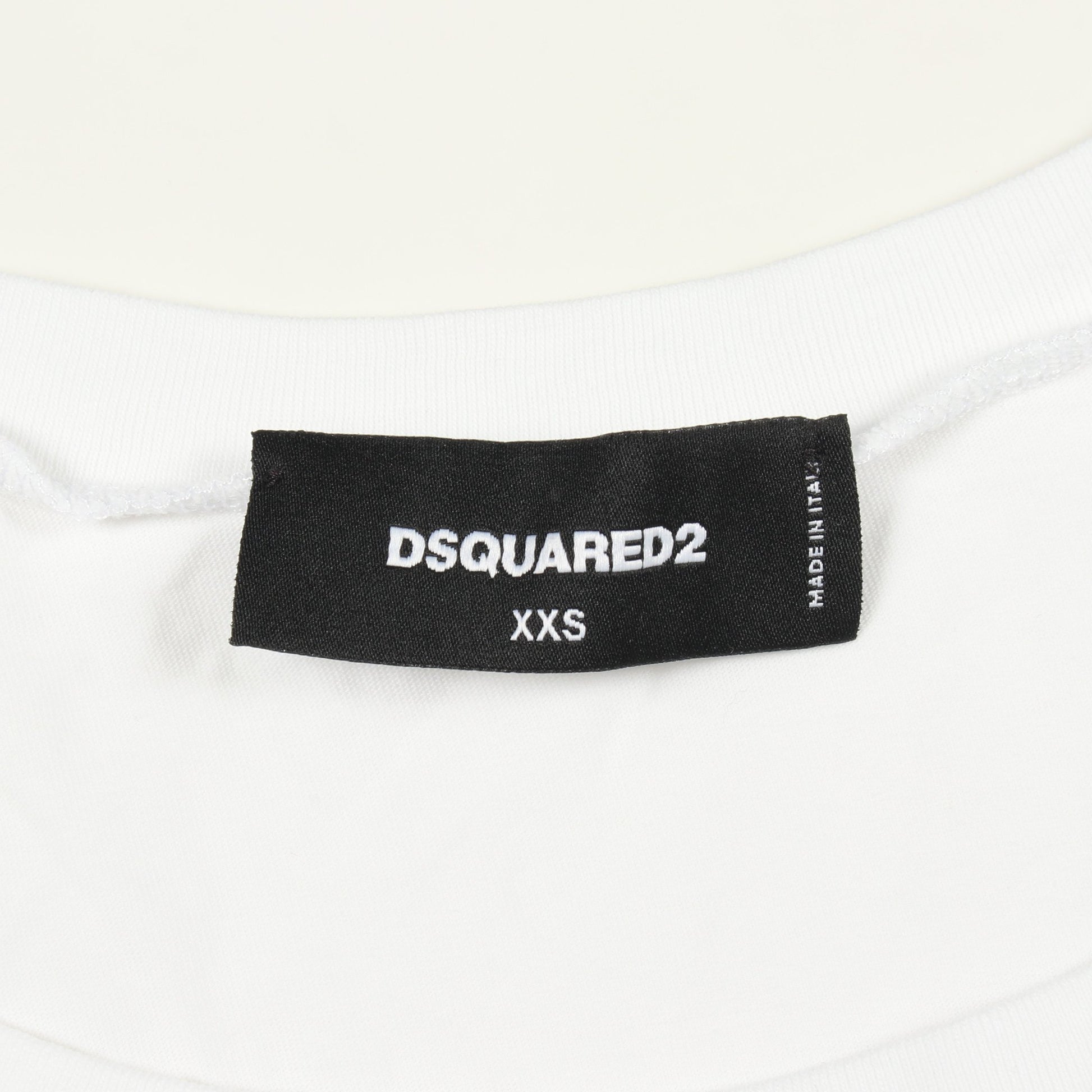ドッグ 半袖Tシャツ コットン ラインストーン ホワイト ディースクエアード トップス DSQUARED2