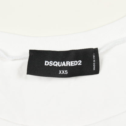 ドッグ 半袖Tシャツ コットン ラインストーン ホワイト ディースクエアード トップス DSQUARED2
