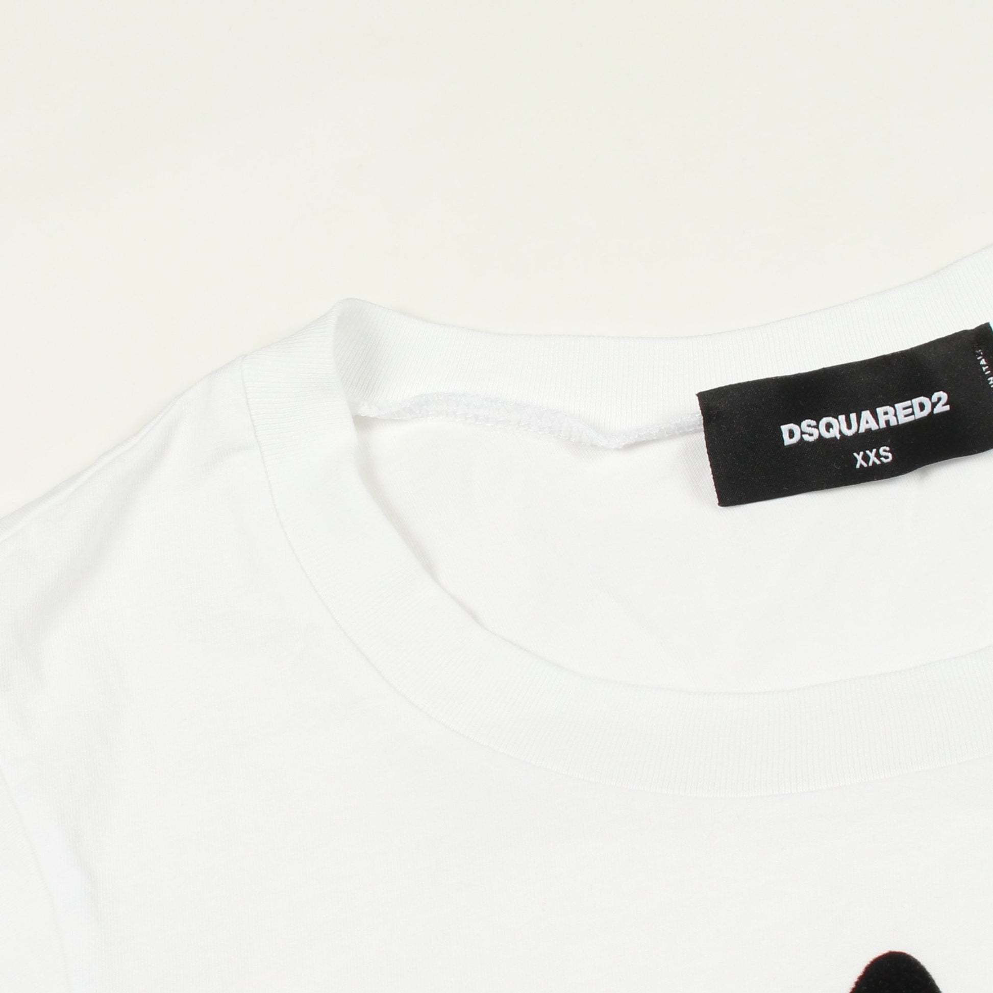ドッグ 半袖Tシャツ コットン ラインストーン ホワイト ディースクエアード トップス DSQUARED2