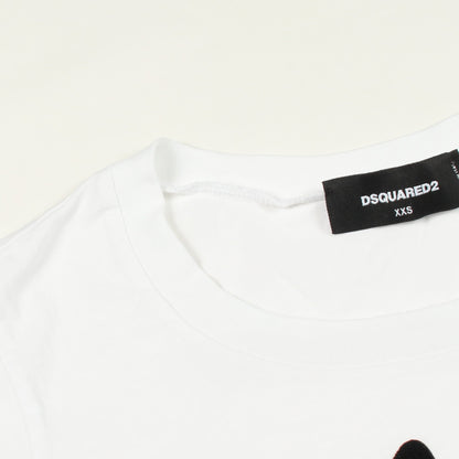ドッグ 半袖Tシャツ コットン ラインストーン ホワイト ディースクエアード トップス DSQUARED2