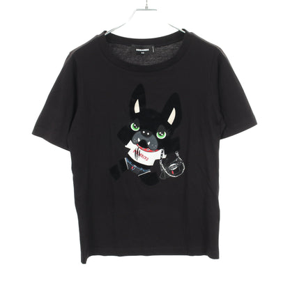 ドッグ 半袖Tシャツ コットン ラインストーン ブラック ディースクエアード