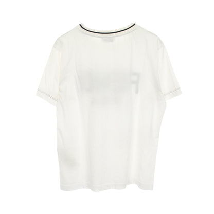 ロゴ刺繍 クルーネック 半袖Tシャツ コットン ホワイト ブラック フェンディ