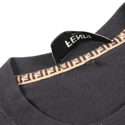 ロゴ スパンコール 半袖Tシャツ コットン ブラック マルチカラー フェンディ
