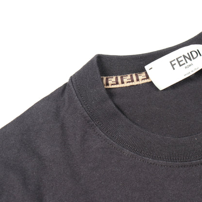ロゴ スパンコール 半袖Tシャツ コットン ブラック マルチカラー フェンディ