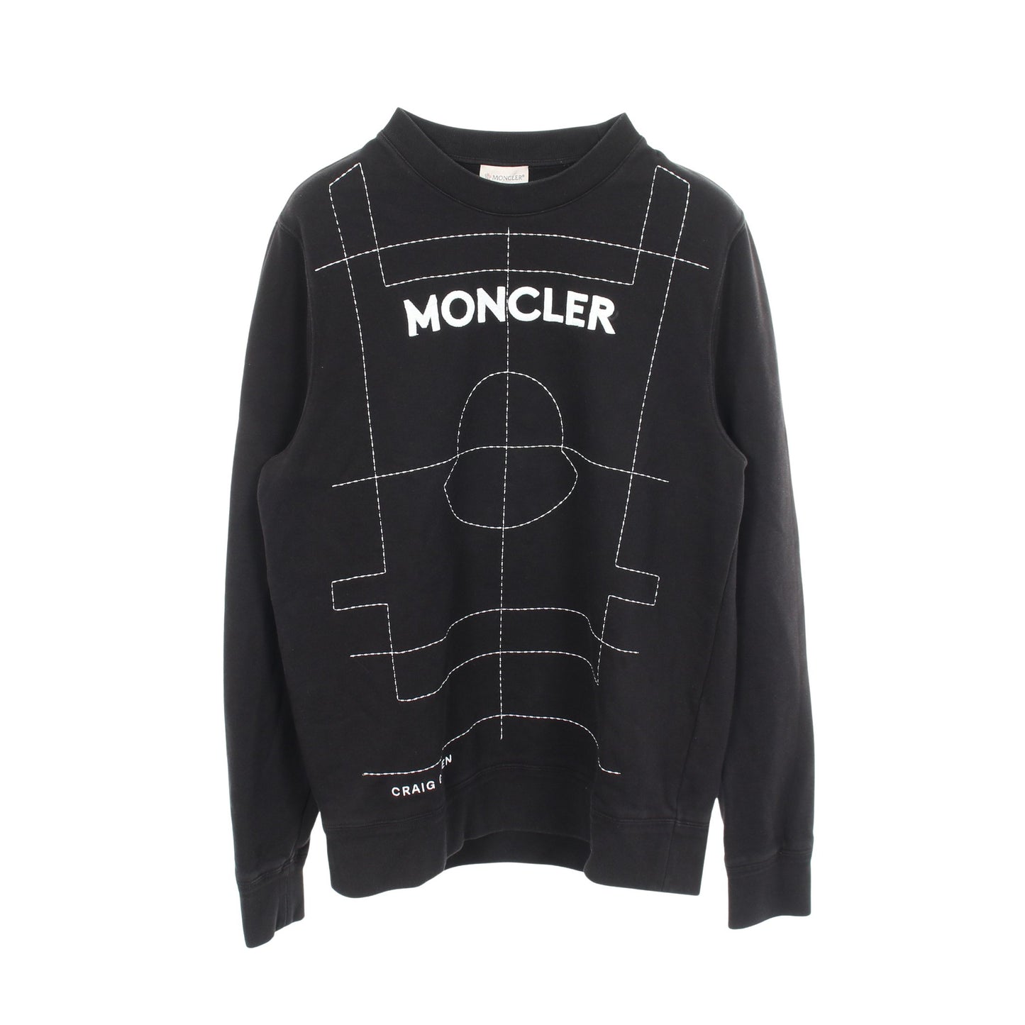 MONCLER GENIUS 5 CRAIG GREEN ロゴ刺繍 スウェットシャツ コットン ブラック モンクレール