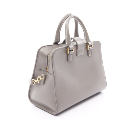 モノグラム ベイビーカバス 2WAY ハンドバッグ レザー グレー イヴサンローラン バッグ YVES SAINT LAURENT