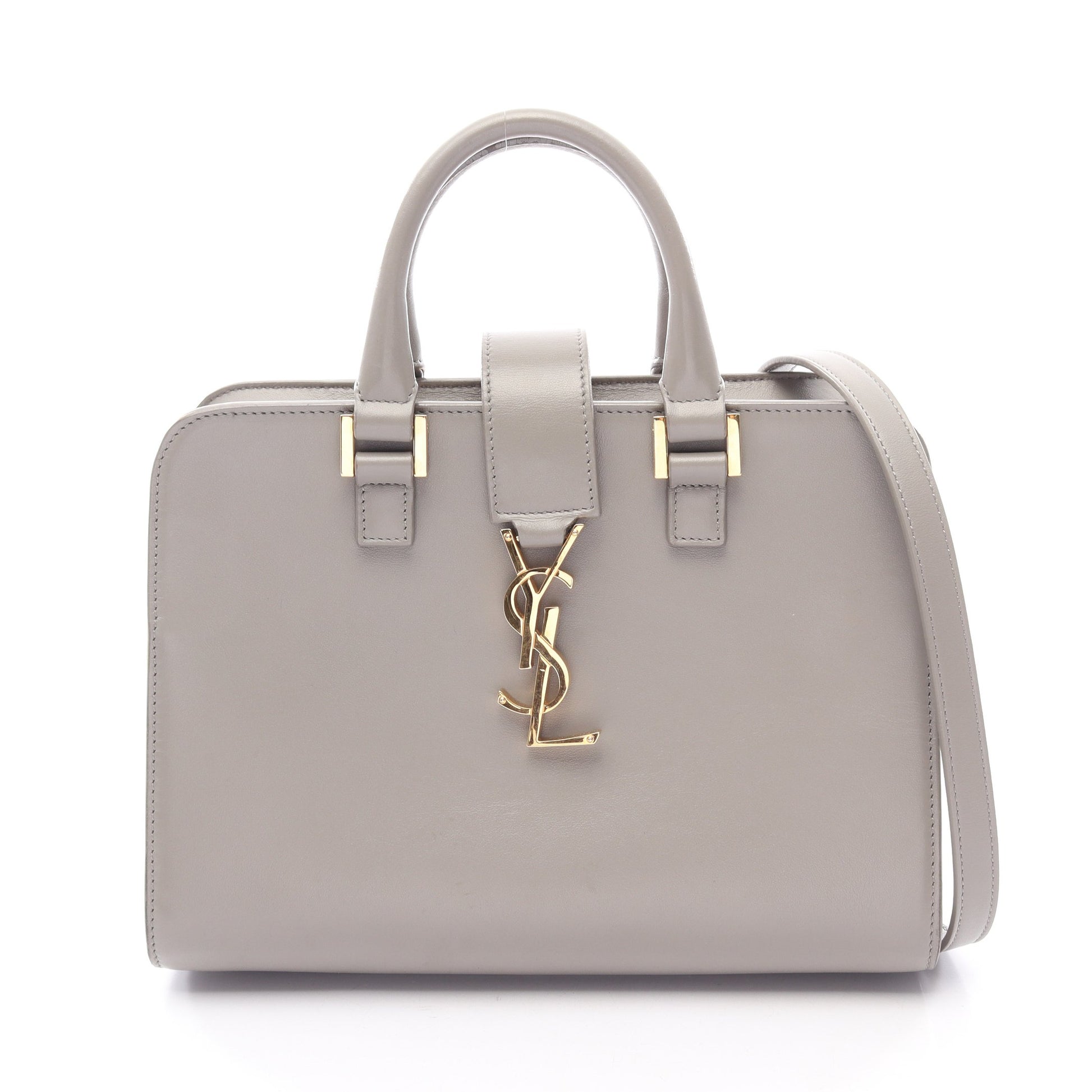 モノグラム ベイビーカバス 2WAY ハンドバッグ レザー グレー イヴサンローラン バッグ YVES SAINT LAURENT