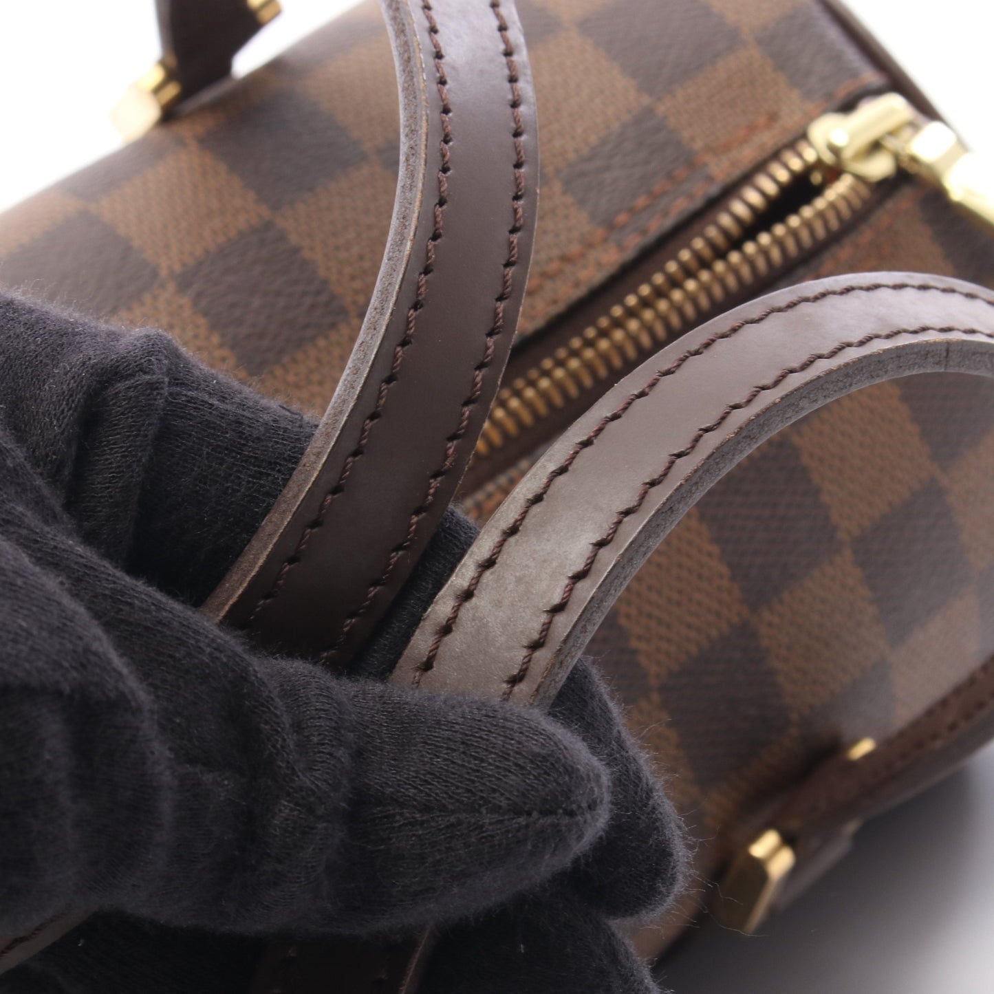 パピヨン26 ダミエエベヌ ハンドバッグ PVC レザー ブラウン ルイヴィトン バッグ LOUIS VUITTON