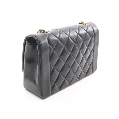 マトラッセ ダイアナフラップ チェーンショルダーバッグ ラムスキン ブラック ゴールド金具 シャネル バッグ CHANEL