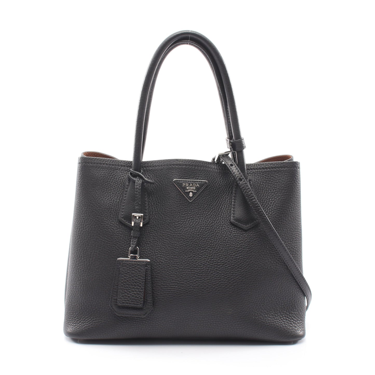 トライアングルロゴ 2WAY ハンドバッグ トートバッグ レザー ブラック プラダ バッグ PRADA