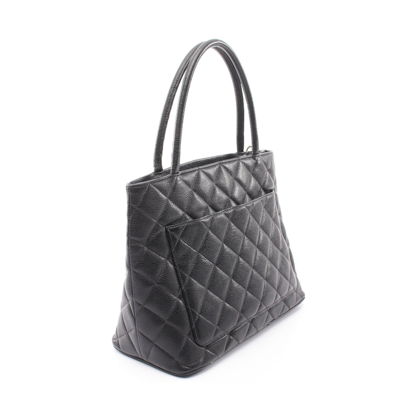 復刻トート ハンドバッグ トートバッグ キャビアスキン ブラック シルバー金具 シャネル バッグ CHANEL