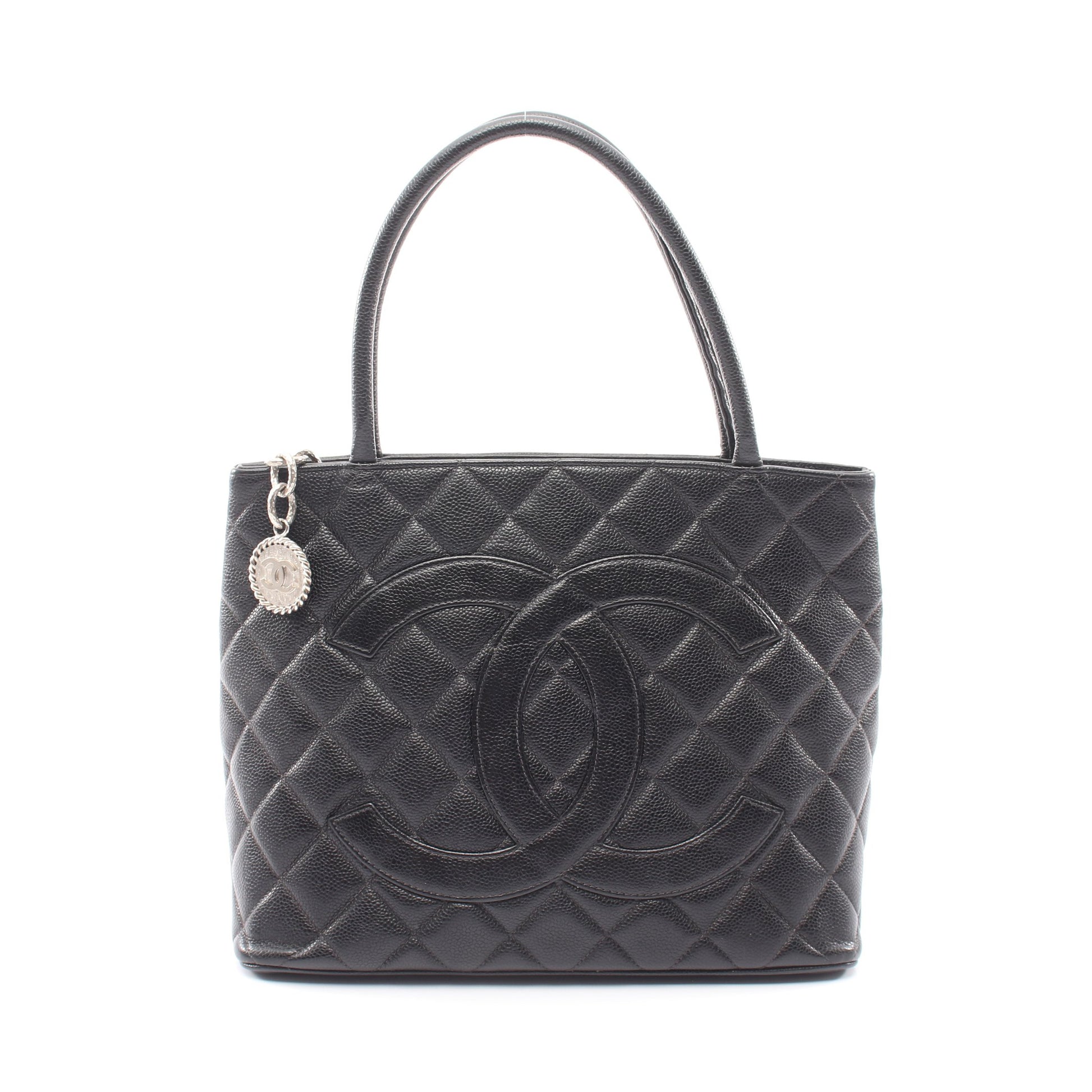 復刻トート ハンドバッグ トートバッグ キャビアスキン ブラック シルバー金具 シャネル バッグ CHANEL