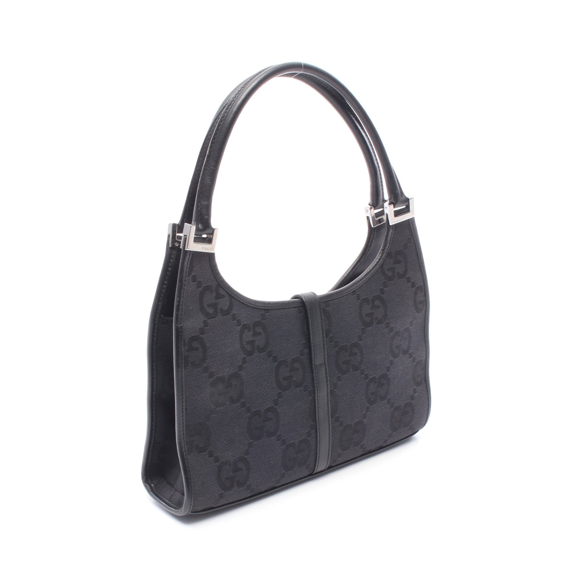 ジャッキー ジャンボGG ハンドバッグ キャンバス レザー ブラック グッチ バッグ GUCCI