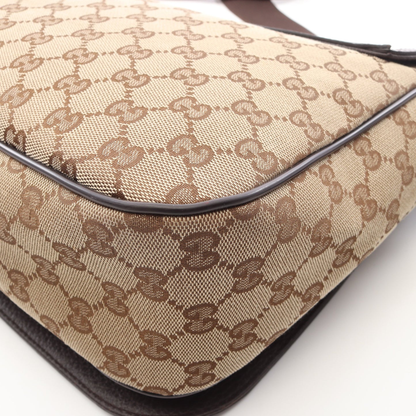 GGキャンバス ショルダーバッグ キャンバス レザー ベージュ ダークブラウン グッチ バッグ GUCCI