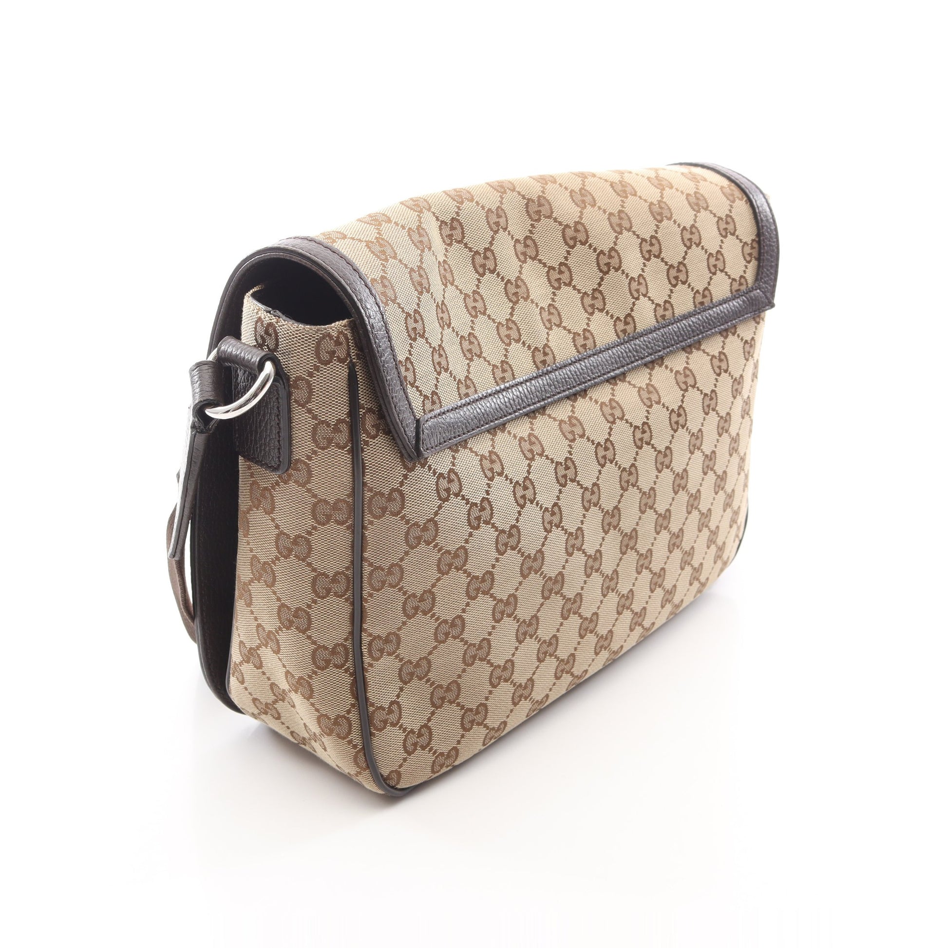 GGキャンバス ショルダーバッグ キャンバス レザー ベージュ ダークブラウン グッチ バッグ GUCCI