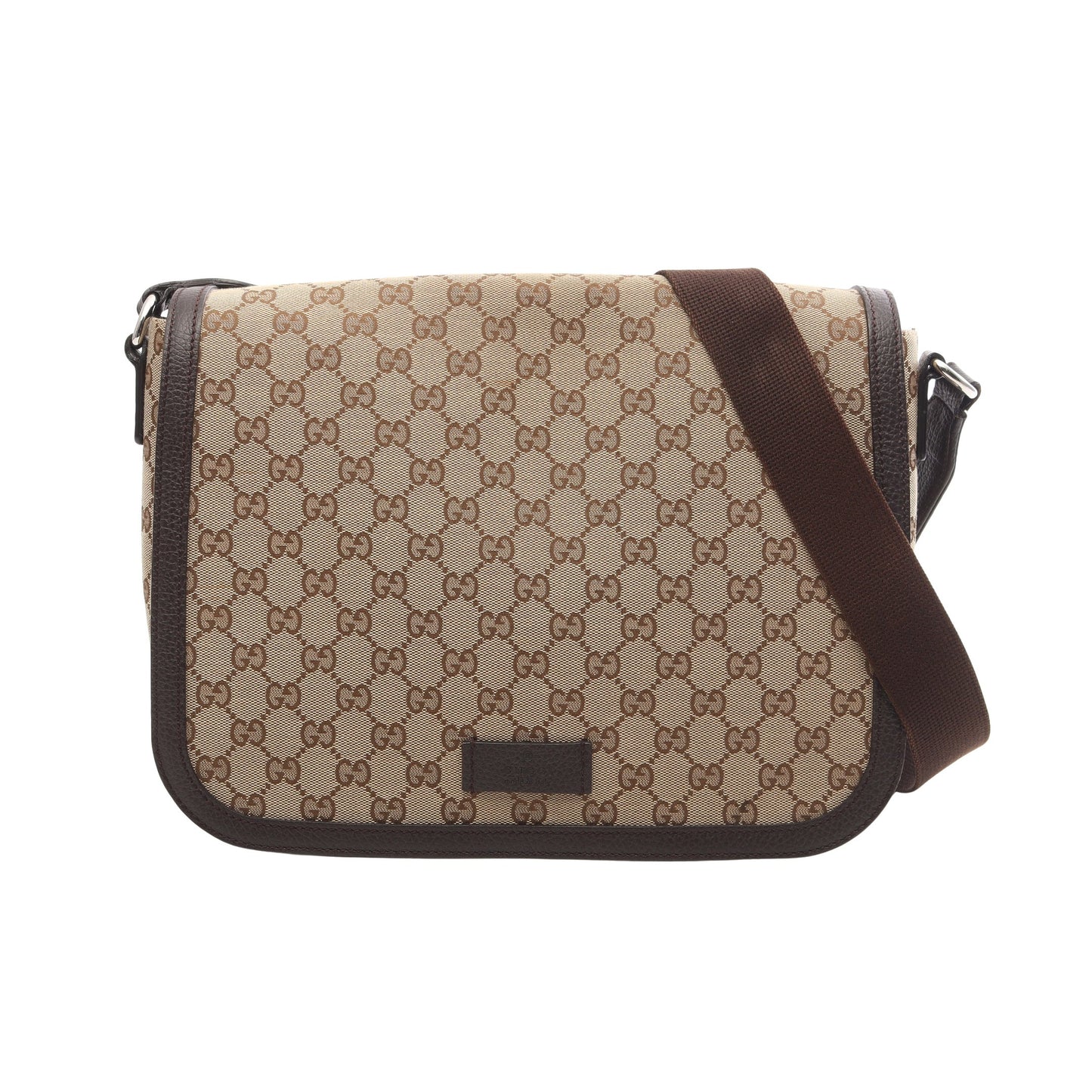 GGキャンバス ショルダーバッグ キャンバス レザー ベージュ ダークブラウン グッチ バッグ GUCCI