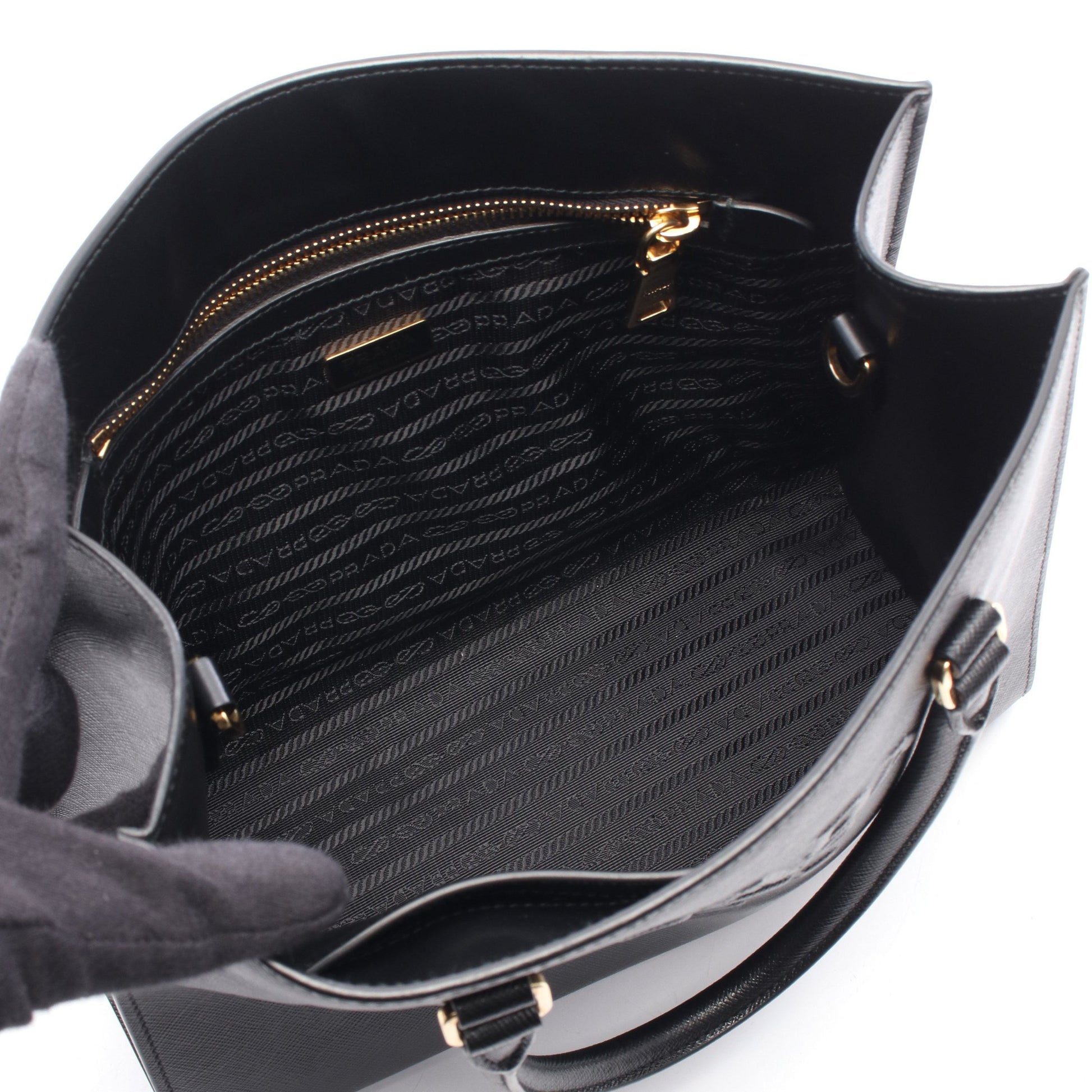 SAFFIANO LUX 2WAY ハンドバッグ サフィアーノレザー ブラック プラダ バッグ PRADA