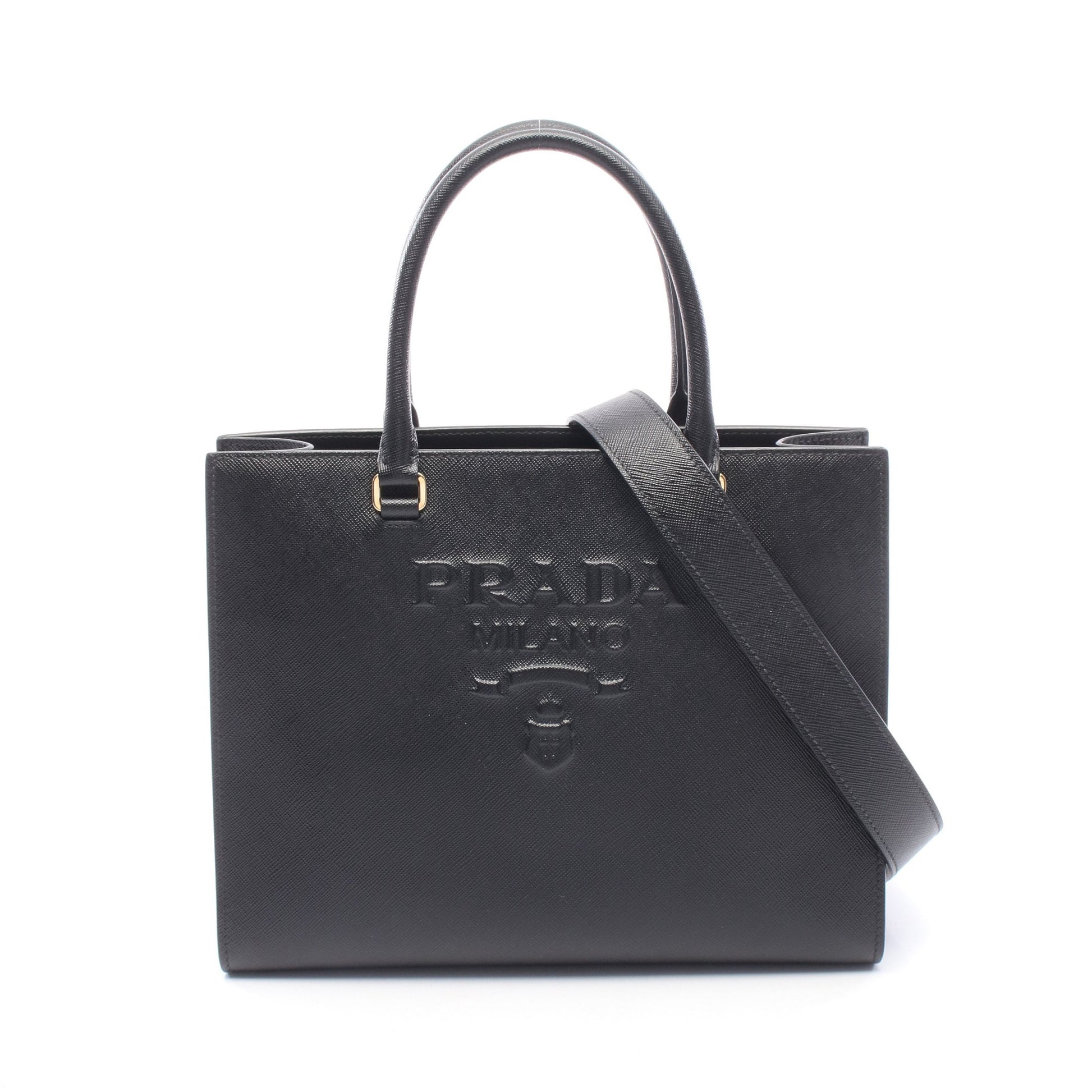 SAFFIANO LUX 2WAY ハンドバッグ サフィアーノレザー ブラック プラダ バッグ PRADA