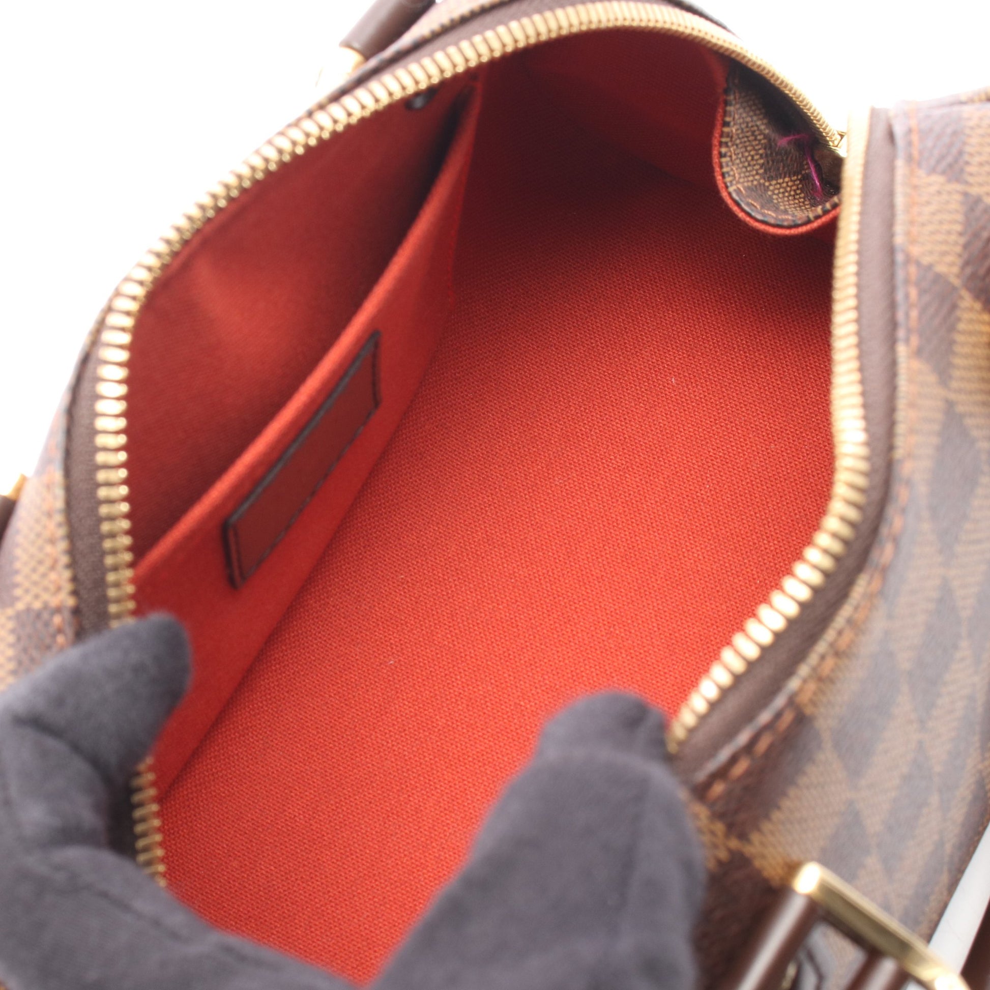 リベラ ミニ ダミエエベヌ ハンドバッグ PVC レザー ブラウン ルイヴィトン バッグ LOUIS VUITTON