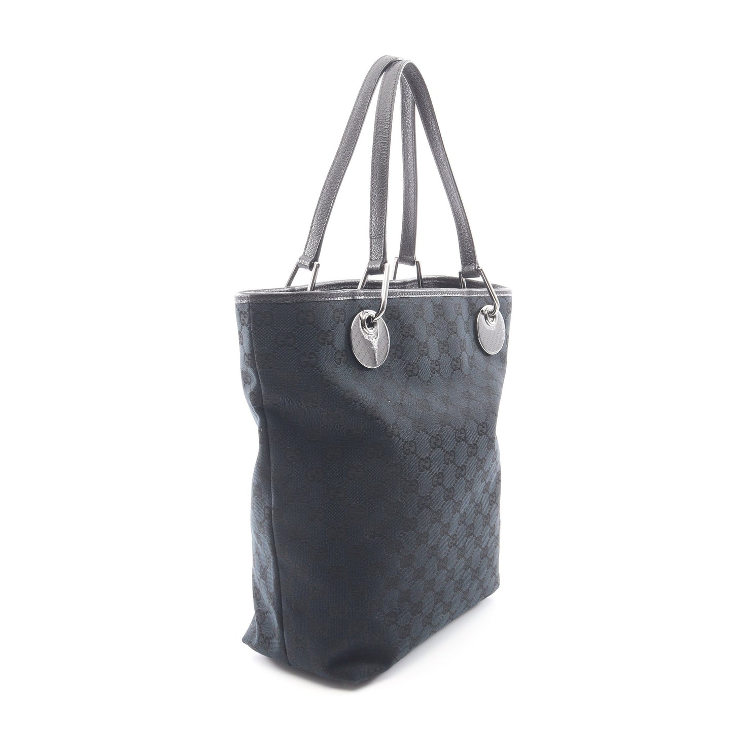 GGキャンバス ハンドバッグ トートバッグ キャンバス レザー ブラック グッチ バッグ GUCCI