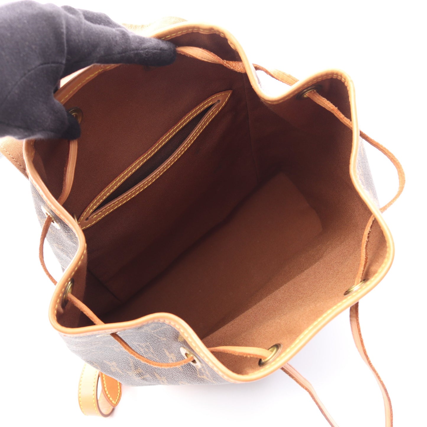 モンスリMM モノグラム バックパック リュックサック PVC レザー ブラウン ルイヴィトン バッグ LOUIS VUITTON