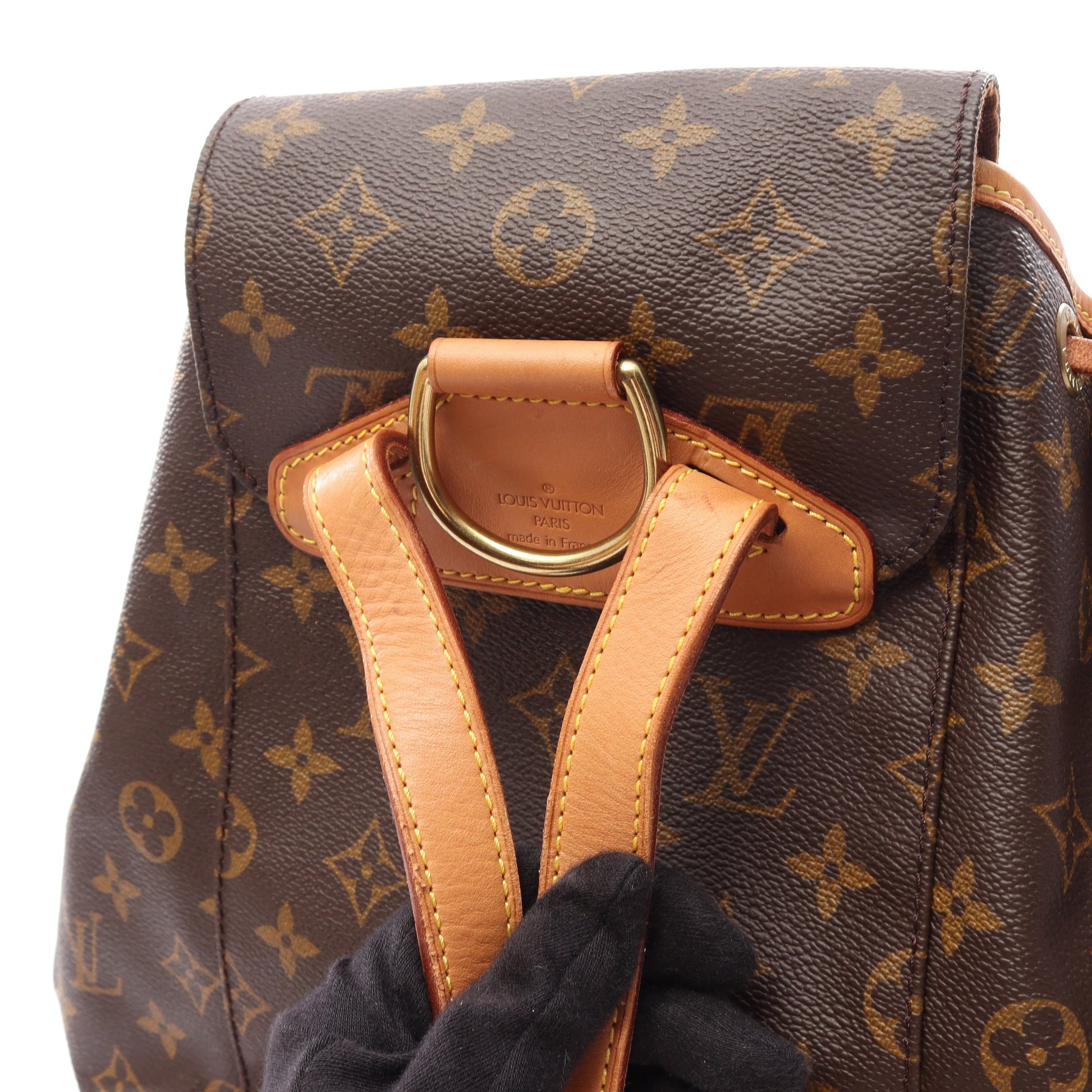 モンスリMM モノグラム バックパック リュックサック PVC レザー ブラウン ルイヴィトン バッグ LOUIS VUITTON